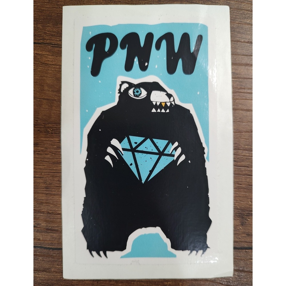 Skateboard Sticker 5" PNW Bear Diamond Pacific Northwest Blue Black S96